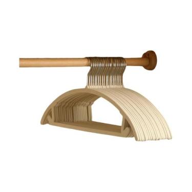 Imagem de Cabides De Plástico Flocados Pretos, Bege E Cinza (10/20 Peças) - Resi