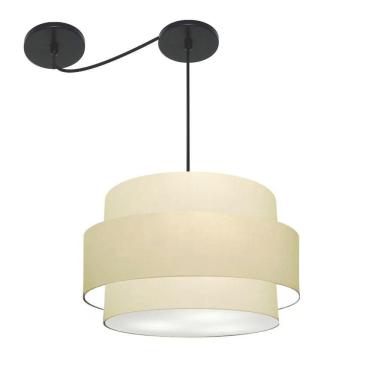 Imagem de Lustre Sala De Jantar Com Desvio Vivare Md-4401 Cúpula Em Tecido 60cm Algodão-crú 127/220v