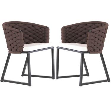 Imagem de Kit 2 Cadeiras Bali Alumínio Em Tricô Náutico Trama Original Marrom
