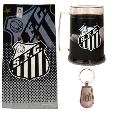 Imagem de Kit Presente Santos - Caneca/ Toalha/ Chaveiro Oficial, Único, Preto