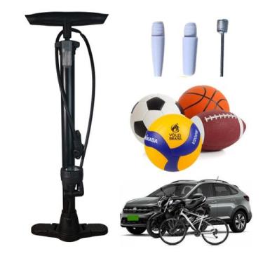 Imagem de Bomba de Ar Manual Para Encher Pneus com Manômetro 2 Bicos - Snel Home