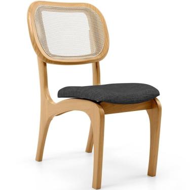 Imagem de Cadeira Para Sala De Jantar Estofada E Tela Mariah L02 Linho Cinza Escuro