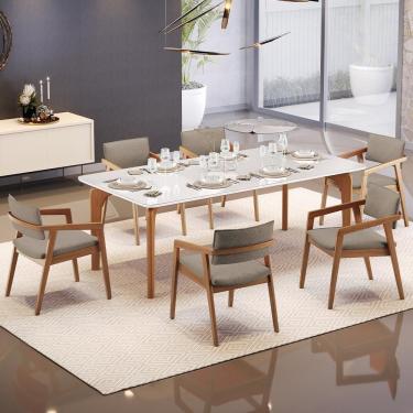 Imagem de Kit 06 Cadeiras Para Sala De Jantar Estar Living Giorgia L02 Bouclê Bege - Lyam Decor