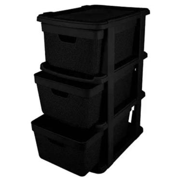 Imagem de Gaveteiro Chão Juta Preto 3 Gaveteiros Jaguar