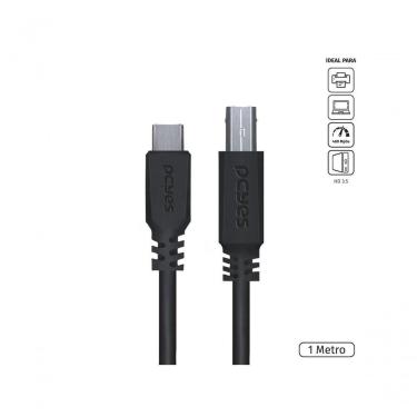 Imagem de Cabo Para Impressora Usb Tipo C Para Usb B 2.0 1 Metro Preto - Pucbp-1