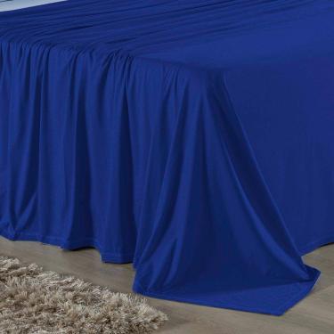 Imagem de Jogo De Cama Casal Viúva Nobre 4 Peças Malha 100% Algodão - Royal / Azul-bebê