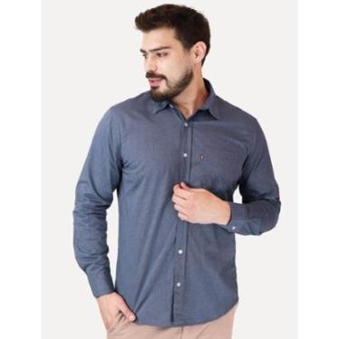 Imagem de Camisa Levis Masculina Standard One Pocket Azul Marinho Mescla-Masculino