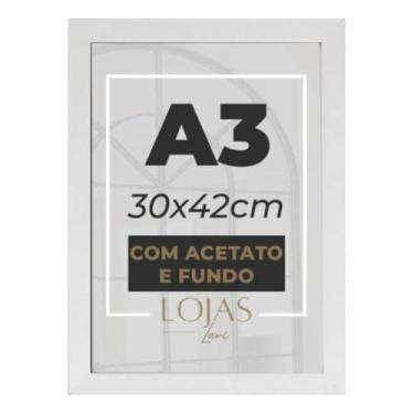Imagem de Kit 3 Molduras A3 30x42cm Acetato Quadro Diploma Foto Poster - Branco 