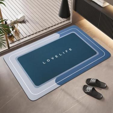 Imagem de Tapete de banho YCTMALL Rubber Quick Dry Absorvente Antiderrapante Azu