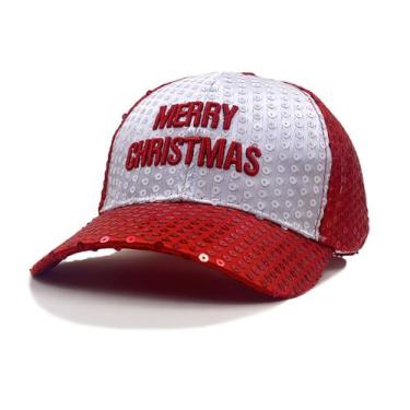 Imagem de Boné de beisebol Sequin Trucker Boné Merry Christmas bordado - Yiweisa