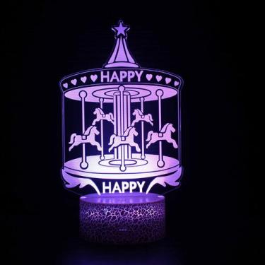 Imagem de Carrosséis de luz noturna 3D com mudança de cor LED para crianças - yi