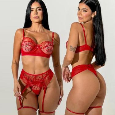Imagem de Conjunto Tule Com Cinta Liga Duda Tamanho:MCor:Vermelho - Like4you, M,