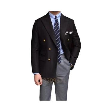 Imagem de Blazer Masculino Slim Fit De Cor Sólida Com Lapela E Manga Longa, Esti