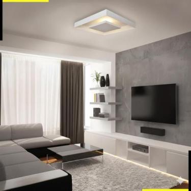 Imagem de Luminária plafon sobrepor rebatedor 40x40 p 4 e27 branco Sala Quarto C