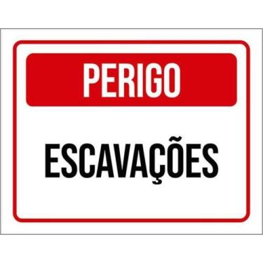 Imagem de Kit 5 Placas De Sinalização - Atenção Perigo Escavações - Sinalizo