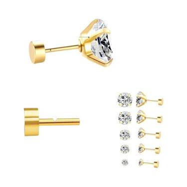 Imagem de Brincos De Zircônia Cristal Brilhante Com Pérolas Redondas De 3-8mm Co