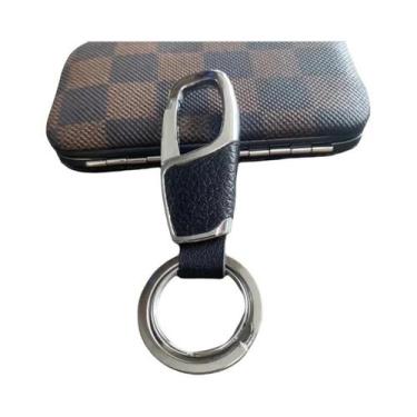 Imagem de Chaveiro Masculino De Couro Genuíno Preto Com Fecho Elegante Para Chav