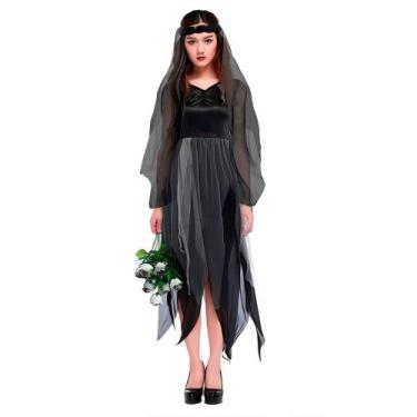 Imagem de Véu Preto Halloween pra Fantasia de Noiva ou Caveira Mexicana - Fantas