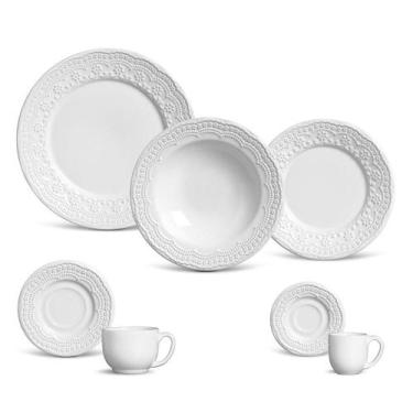 Imagem de Aparelho de jantar 42 peças madeleine branco - Porto Brasil Cerâmica