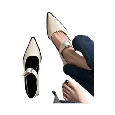 Imagem de Sapatos Femininos De Moda Mary Jane Com Salto Médio E Fivela De Cinto 