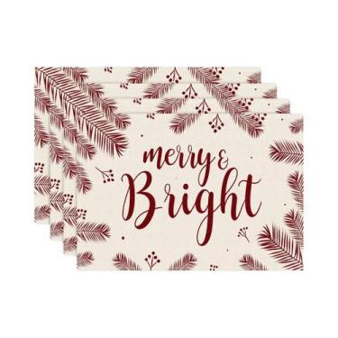 Imagem de Sousplat De Natal 12x18 Polegadas Com Estampa De Floco De Neve E Rena,