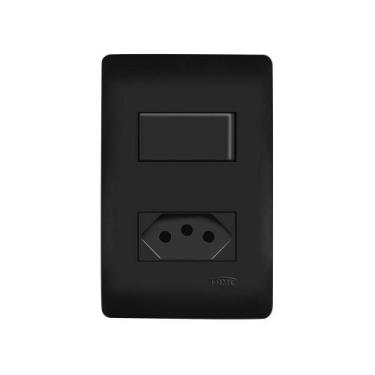 Imagem de Interruptor Simples E Tomada 2p+t 20a Fame Habitat Black Com Placa 4x2