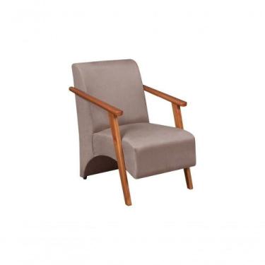 Imagem de Poltrona Venus 1 Lugar Braço Madeira Maciça Suede Café Unidecor