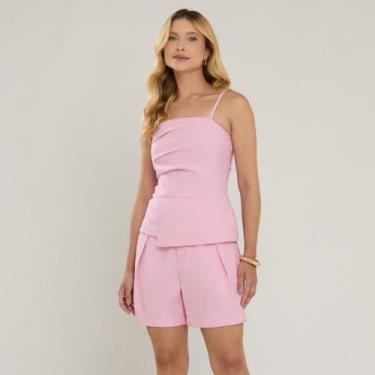 Imagem de Conjunto Blusa e Shorts Rosa Crepe Slub Miss Joy 8181-37 Cor:RosaTaman