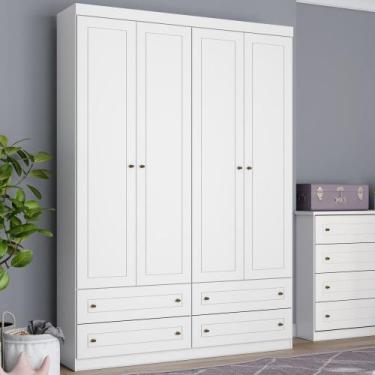 Imagem de Guarda Roupa Solteiro 4 Portas e 4 Gavetas Amy Casa 812, Branco HP