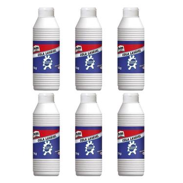 Imagem de Cola Líquida Branca Escolar Pritt 1kg 6 Unidades - Tenaz