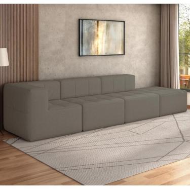 Imagem de Sofá Modulado Na Caixa 4 Lugares 308cm Espuma D33 Multimóveis CR45357 Bege Escuro