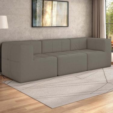 Imagem de Sofá Modulado Na Caixa 3 Lugares 231cm Espuma D33 Multimóveis CR45354 Bege Escuro