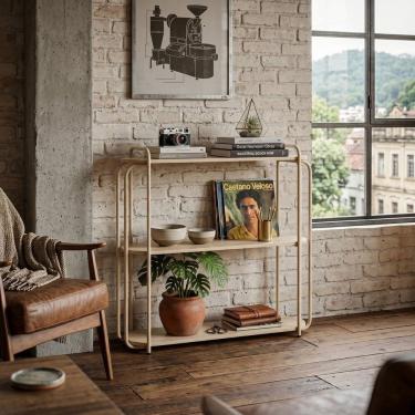 Imagem de Aparador Estilo Industrial Estante Decorativa Moderna para Sala de Estar Orla Areia