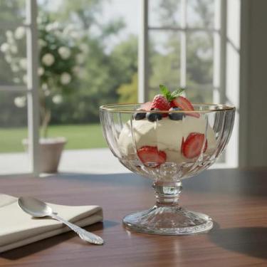 Imagem de Jogo 4 Taças Sobremesa 360ml Vidro Cristalle Borda Dourada Elegante Mo