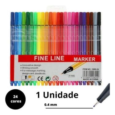 Imagem de Caneta Fineliner OEM 24 Canetas Coloridas Ponta 0.4mm Kit 24 Unidades 