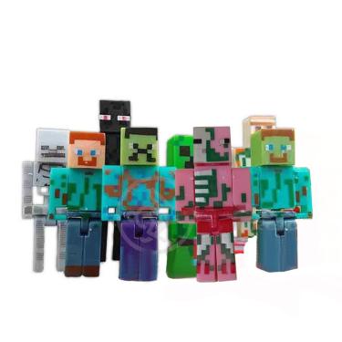 Imagem de Boneco Articulado Minecraft My Home com 10 Bonecos Articulados, 2 Blocos, Zumbi, Cavalo...