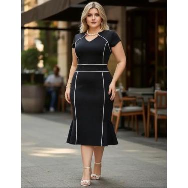 Imagem de Vestido Midi Plus Size Viés Moda Evangélica Feminina - Miss FLOWER, Pr