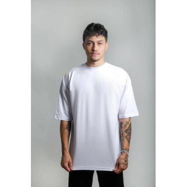 Imagem de Camiseta Básica Oversized Branca  Sem Costura Lateral  Streetwear Fio 