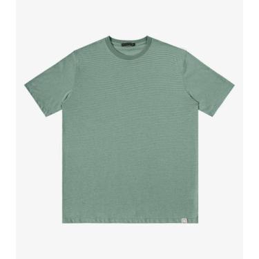 Imagem de Camiseta Masculina Meia Malha Listrada Linho Verde - Diametro, M, Verd