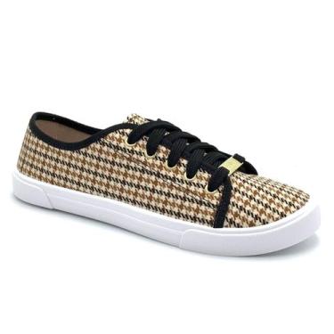Imagem de Tênis Feminino Moleca 5296.210, Camel preto, 35
