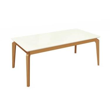 Imagem de Mesa de Jantar Kappesberg em Madeira Maciça com Tampo de Vidro Off Whi