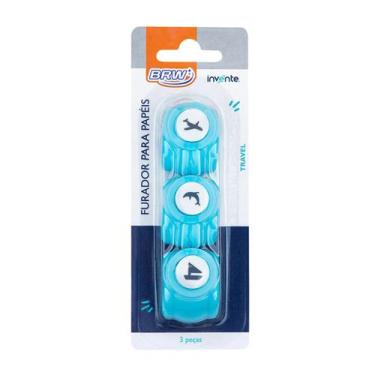 Imagem de Furador de Papel 10mm Travel - Avião Golfinho Barco C/3un - BRW