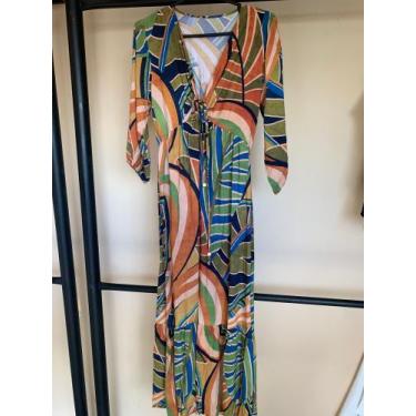 Imagem de Vestido Longo viscose com Manga 3/4 com amarração - Michele store