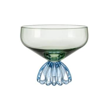 Imagem de Copo sobremesa vidro com pé verde azul marejo 360ml tuut