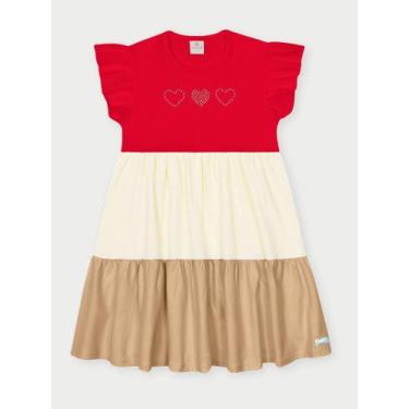 Imagem de Vestido Infantil 3 Corações Vermelho Abrange, Vermelho, 8