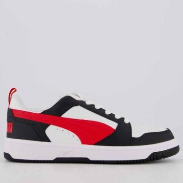 Imagem de Tênis Puma Rebound V6 Low Branco e vermelho, 44