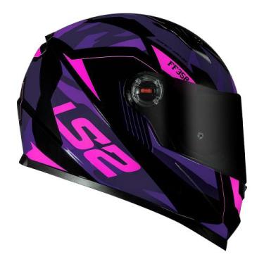 Imagem de Capacete Feminino LS2 FF358 Tank Roxo Rosa Brilhante Fechado, 62, Roxo