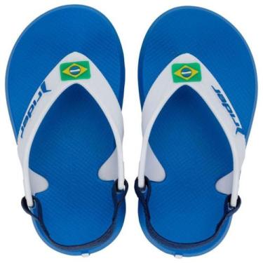 Imagem de Chinelo Infantil Rider R1 Brasil Dedo Elastico Baby, 20/21, Azul branc