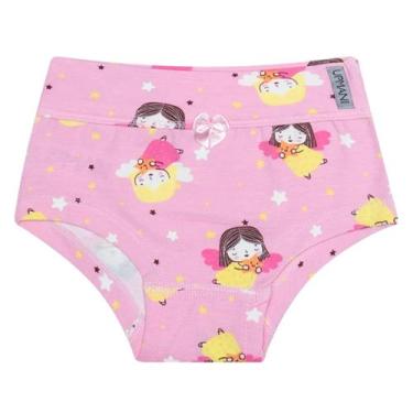 Imagem de Calcinha Menina Malha Cotton Macia Estampa Anjinhos Rosa Roupa Íntima 
