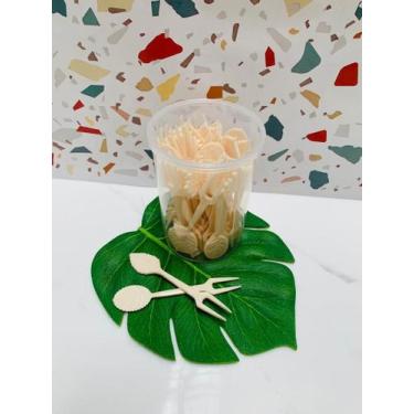 Imagem de Kit Paliteiro Garfinhos Plástico Para Petisco Aperitivo Reutilizável 4